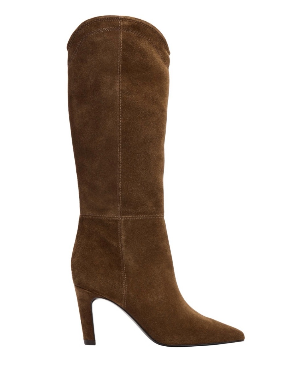 Zara Brown Suede Split-Heel Knee Boots